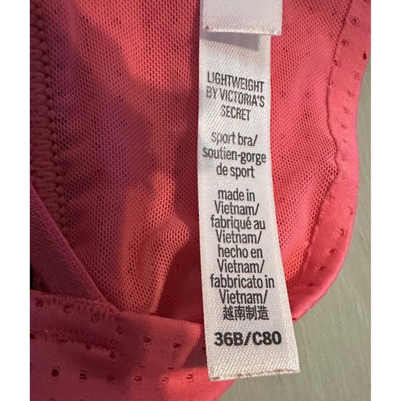 Victoria's Secret‎ Lightweight Sport Bra Pink Medium Support Cross Straps 36B - Picture 6 of 9